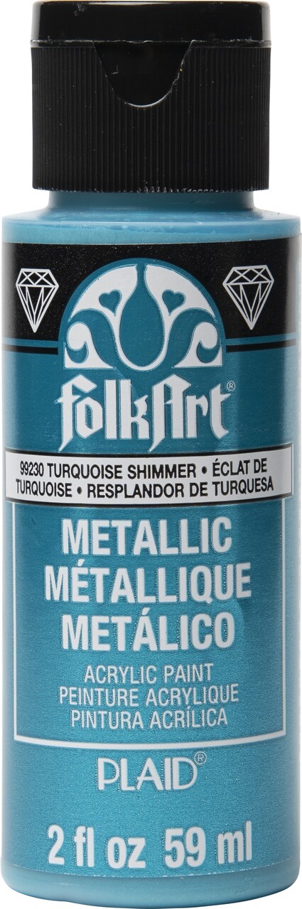 Folkart Metallic Acrylic Paint 2Oz-Turquoise Shimmer